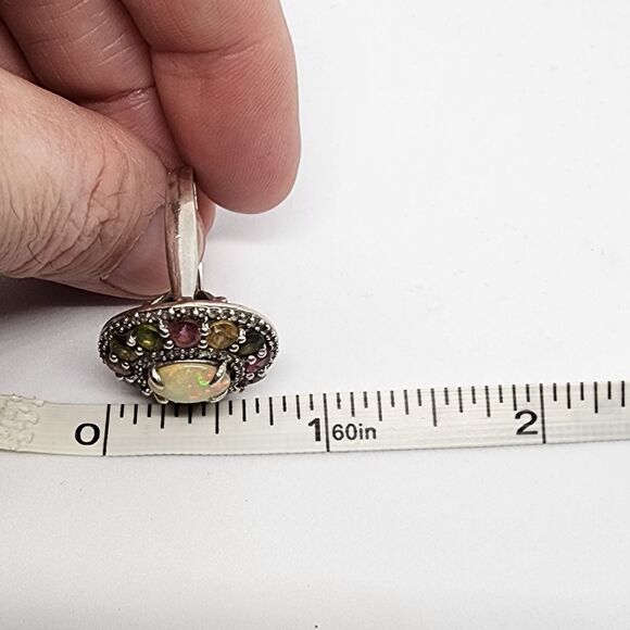 VTG 925 Sterling Silver Size 8 Authentic Carol Brodie Fire Opal Tourmaline Ring - Picture 12 of 14
